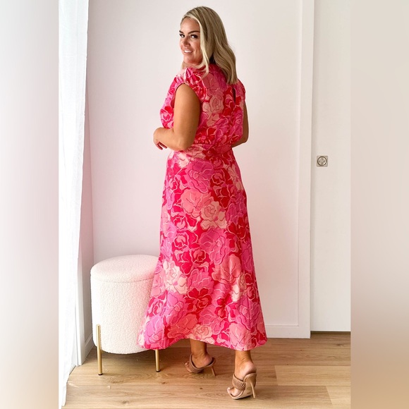 New! Gingham & Heels Jaidon Midi Dress - Pink Hibiscus Size AU 10 (Size US 6) - Picture 5 of 15